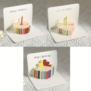 TEMU 1pc 3D 팝업 생일 인사 카드, 편지 포함으로 개인화된 접이식 컬러풀 케이크 디자인, 독특한 팝 기능, 영어 축하 메시지 포함으로 아내, 남편, 친구, 남성, 여성에게 적합