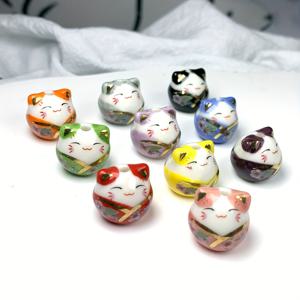 TEMU 혼합 10개/세트 행운 고양이 넥타이 모양 세라믹 비즈 귀걸이 여성용 보석 목걸이 키체인 루즈 DIY 세라믹 비즈