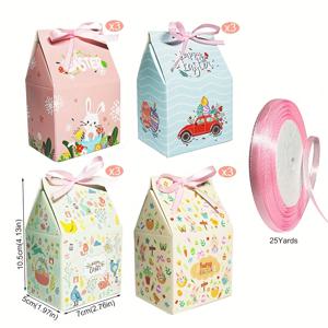 TEMU 12 세트 부활절 선물 상자, 귀여운 토끼와 달걀 작은 종이 상자와 리본, 부활절 파티 선물 포장 상자