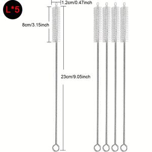 TEMU 1/20/30pcs 초장형 스테인레스 스틸 파이프 클리닝 브러시 - 부드러운 머리카락 스트로 브러시, 재사용 가능한 미니 병 및 간 청소제, 물병, 음료 스트로, 및 더 많은 물병 클리닝 브러시 | 부드러운 머리카락 브러시 | 내구성 있는 청소 도구, 병 브러시