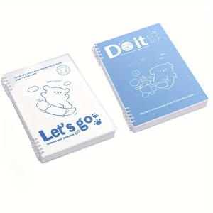 TEMU 분리 가능한 리필 페이지가 있는 강아지 테마의 A5 스파이럴 노트북 2개 세트 - 선글라스 및 빈 옵션, 사무실, 학교 또는 개인용 동기부여 디자인