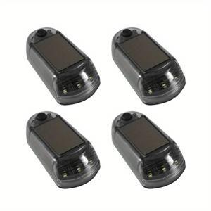 TEMU 4pcs LED 태양열 자동차 조명 세트 - 충전식 배터리, 설치가 쉬움, 강력한 12V/24V 자동차 및 장식적 분위기 조명, 밝은 노란색 및 빨간색 후광등, 차량용 충돌 방지 안전 조명, 액세서리