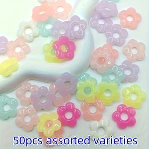 TEMU 50개/20개 20mm 컬러풀한 작은 꽃 아크릴 비즈 조각품 만들기 세트, DIY 공예, 조각품 만들기, 휴대폰 액세서리 및 가방 액세서리에 매우 적합, 비즈 정렬