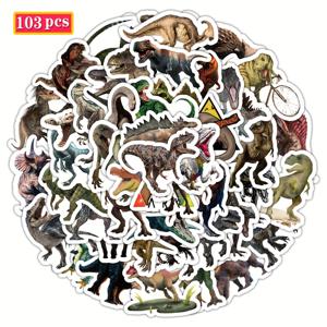 TEMU 103개 다이노소어 테마 스티커 세트 - 휴대폰 케이스, 가방, 노트북용 재사용 가능한 비닐 데칼, 친구에게 딱 맞는 선물