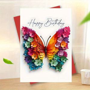 TEMU 1개 재미있는 카드 생일 축하카드와 봉투 포함 - 11x16cm, 화려한 꽃 디자인의 컬러풀 2D 그래픽 카드, 친구, 가족 및 사랑하는 이들을 위한 아이리스 카드, 독특한 미학적 선물 아이디어