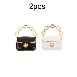 TEMU 2/4/6pcs 인형집 미니어처 핸드백 플라스틱 모델 1:12 스케일, 패션 모델 장식, DIY 수제품, 인형집 미니어처 블랙 앤 화이트 핸드백 체인 백 패션 액세서리