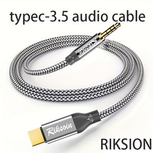 TEMU Type-C to 3.5mm 오디오 케이블, 내구성 있는 나일론 브레이디드 TRRS 헤드폰 스테레오 어댑터 및 마이크 포함, 아이폰 15 프로 맥스 & 삼성 갤럭시 S24 호환 - 노트북 및 태블릿용, $23, 장치 연결 가능, 세련된 커넥터, 강화된 커넥터, 모바일 사용자