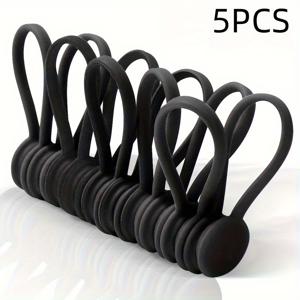 TEMU 5pcs 블랙 자석 케이블 정리함, USB 케이블 윈더, 이어폰 코일, 자석 케이블 타이, 재사용 가능, 가정, 주방, 사무실