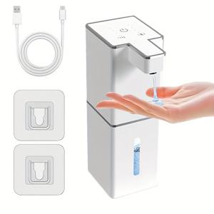 TEMU 새로운 손씻기 경험! 인덕션 비누 디스펜서, 1200mAh 장시간 배터리. 4~6cm 감도, 0.25초 터치리스 작동. 3단계 속도 조절, 360ml 대용량 홈 & 공공용. Type-C 충전, 미니멀 디자인, 자동 분사, 필수 위생 도구