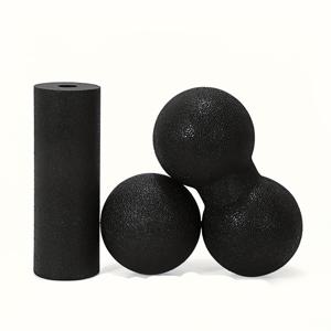 TEMU 3개입 피넛 마사지 볼, 요가 피트니스용 딥 티슈 패시아 볼, 트리거 포인트 볼, 이동성 마사지기 (블랙+블루) - 긴장된 근육 완화 및 휴식