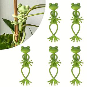 TEMU 5pcs 크리에이티브 개구리 모양 식물 지지 프레임 세트, 강화된 포도주름 등반 프레임, 실내 및 실외 식물 브래킷, 발코니 정원 장식 아티팩트, 귀여운 정원 도구 세트.