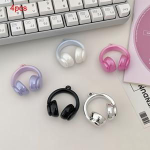 TEMU 4pcs 아크릴 그라데이션 컬러 헤드폰 펜던트 비즈 DIY 스페이서 비즈 키체인, 헤드밴드, 팔찌, 목걸이, 스트링 액세서리에 적합한 완벽한 휴일 선물 DIY 차밍, 배터리 없음