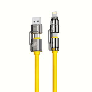 TEMU 240W MAX 4-in-1 초고속 충전 케이블, 2-in-2 충전 코드 USB-A/Type-C/조명 빠른 충전 케이블 for iphone 16/15/14/13/12/11 Pro Max, for Samsung S25/S24/S23, LG, Moto G Oppo Vivo Xiaomi Oneplus Redmi 및 더 많은 장치용|C타입충전기