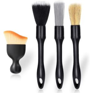 TEMU 4pcs 자동차 미용 브러시 세트, 내부 또는 외부 청소, 먼지 제거 청소 용품, 배지 도구, 환기구, 바퀴, 가죽 내부 시트