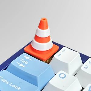 TEMU 1pc 귀여운 코너 키캡 - 오렌지 & 화이트 메카닉 키보드 키, 재미있는 디자인, 내구성 있는 ABS 소재, 게임 및 맞춤화에 완벽, 게임 키보드 액세서리, 재미있는 디자인, 부드러운 질감