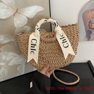 TEMU KEAPLAYEE 여성용 반원형 파이프 스트로우 토트 백 - 스타일리시 베이지 직조 크로스바디, 조절 가능한 어깨 스트랩, 드로스트링 클로저 및 폴리에스터 안감, 해변 여행, 휴가 및 캐주얼 아웃팅에 완벽한 해변 백, 휴가 액세서리, 디자인, 내구성 있는 구조|크로스백|미니크로스백