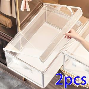 TEMU 2개 대형 투명 PVC 보관함 (뚜껑 포함) - 접이식 먼지방지 옷장 정리함, 공간 절약형 의류 정리용, 내구성 플라스틱 소재, 작은 공간 생활에 적합한 옷걸이 및 드레스룸 정리 솔루션