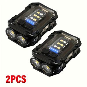 TEMU 2개입 리항스타 초고휘도 LED 손전등, USB 충전식 전술용 손전등 (150LM 터보/일반 모드), 자석 베이스 & 키체인 클립 포함, 휴대용 핸들램프, 파워 디스플레이 기능, 캠핑·비상사태·가정용 - 아빠 선물 추천, 할로윈·크리스마스 선물, 고급 내구성 설계, 야외 활동에 이상적인 휴대용 비상등, 컴팩트 디자인|캠핑랜턴