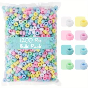 TEMU 1200개 마카롱 파스텔 컬러 포니 비즈, 헤어 브레이딩용 8가지 캔디 색상 비즈 세트