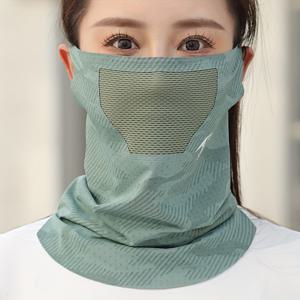 TEMU 1개 여름용 야외 아이스 슬리키 섬유 원단 무봉제 넥 게이터, 통기성 사이클링 발라클라바 이어 루프 포함, 남녀공용 자외선 및 먼지 보호 페이스 마스크