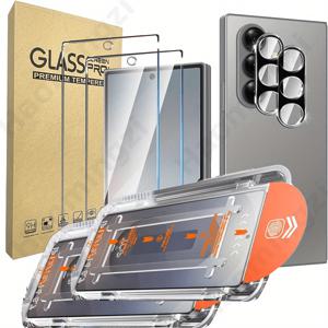 TEMU 삼성 갤럭시 Z 폴드 7용 2팩 tempered glass 스크린 프로텍터(전면 스크린만) 자동 정렬 키트 포함, 갤럭시 Z 폴드 7/6/5/4/3 카메라 렌즈 프로텍터, 자동 먼지 방지, 99.99% 투명도, 9H 경도, 깨짐 방지, 버블 없는, 쉽게 설치할 수 있는 제품