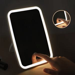 TEMU 1개 터치 센서 LED 메이크업 미러, 3가지 조명 모드 - 화이트 & 내추럴 & 웜 라이트, 밝기 조절 가능, 휴대용 접이식 탁상용 화장 거울