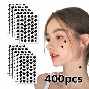 TEMU 200/400개 멀티 패턴 스타 페이스 데코 스티커 – 파티 & 댄스 메이크업, 코스프레, 일상룩을 위한 화사한 액세서리 세트