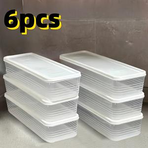 TEMU 6개 세트 PP 재사용 냉장고 보관 용기 (뚜껑 포함) – 파, 마늘, 고수, 만두, 계란 보관에 이상적인 주방 정리 및 신선도 유지 솔루션 | 손세척 가능한 채소 보관 용기|냉장고|김치냉장고|쌀냉장고
