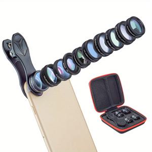 TEMU 에이펙셀 10 in 1 휴대폰 렌즈 키트 어안 망원 망원경 매크로 카메라 렌즈 필터 아이폰 14 13 프로 삼성 화웨이 샤오미 모든 스마트폰