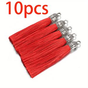 TEMU 모자와 함께하는 컬러풀 태슬 10개 세트, 브레이딩 DIY 빈티지 귀걸이 펜던트 주얼리 만들기 액세서리