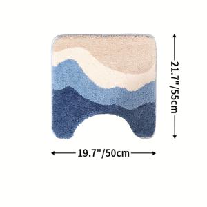 TEMU 다지앙 미끄럼 방지 흡수 욕실 러그, 해변을 모티브로 한 줄무늬 플로크 욕실 매트, 니트 폴리에스테르, 기계 세척 가능, TPR 뒷면이 있는, 가정 장식, 축제 크리스마스 장식