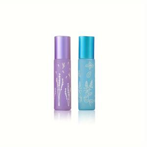TEMU 마카롱 프린트가 있는 10ml 롤러 병 2개, 롤러 볼이 달린 향수 샘플 디스펜서 병, 여행 필수품