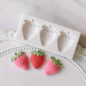 TEMU 1개, 딸기 파인애플 퐁당트 몰드, 3D 실리콘 몰드, 캔디 몰드, 초콜릿 몰드, DIY 케이크 장식 도구, 베이킹 도구, 주방용품