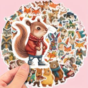TEMU 50개 동화 동물 스티커 - 휴대폰, 노트북, 등에 붙이는 비닐 데칼 - 예술적인 디자인