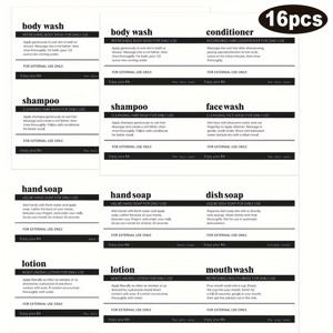 TEMU 16장 팩 PVC 욕실 디스펜서 라벨, 로션, 샴푸, 컨디셔너, 손 비누, 액상 비누용 방수 병 스티커 - 4장