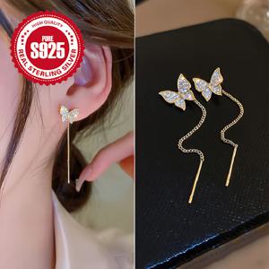 TEMU 페어 팩, S925 실버, 여성용 나비 귀걸이, 파티 및 일상 착용