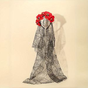 TEMU 1개 - 레드/블랙 로즈 스켈레톤 플라워 요소 - 데이 오브 더 데드 헤어 액세서리 - 할로윈 꽃 해골 머리띠 - 코스프레 웹 헤드밴드 파티 헤어 액세서리