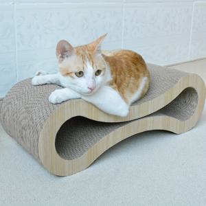 TEMU 인체공학적 골판지 고양이 스크래쳐 라운지, 고양이를 위한 내구성 있는 골판지 스크래칭 패드, 가구 보호 - 56cm
