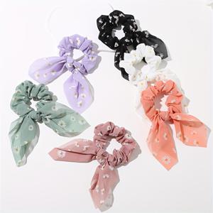 TEMU 6PCS 데이지 프린트 쉬폰 보우노트 헤어 타이, 폴리에스테르 노트 헤드밴드, 여성용 짠 헤드랩, 정상적인 머리 타입에 적합 - 추수감사절 및 크리스마스 선물 세트