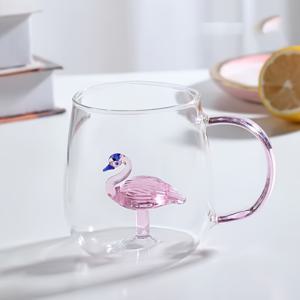 TEMU 1개 3D 동물 디자인 유리 머그잔, 12.84oz 단열 재사용 가능 커피 컵, 손세척전용 가능, 투명 다용도 주스/우유/차 컵, 무늬 없음, 380ML