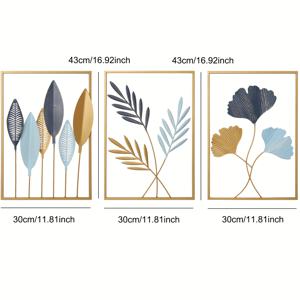 TEMU 3pcs 세트 컬러풀 리프 메탈 벽 장식 - 노르딕 럭셔리 철제 식물 데코, 거실·침실·사무실용 우아한 홈 액센트