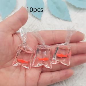 TEMU 10개 세트 레진 금붕어 펜던트 DIY 키체인 - 해양 영감 물주머니 펜던트, 투명한 물고기 모양 액세서리 주얼리 만들기