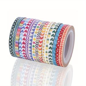 TEMU 16 롤 혼합 패턴 와시 테이프 세트, 3mm 너비 장식 골드 호일 종이 테이프 DIY 공예, 스크랩북, 생일 카드 및 선물 포장용