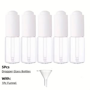 TEMU 5개 0.5oz (15ml) 투명 드로퍼 유리 빈 병, 압축형 에센셜 오일 향수 및 로즈 드로우, 화장품 샘플 및 여행용