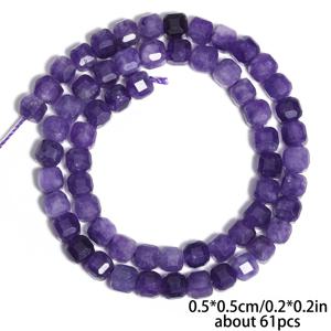 TEMU JILKOL 5x5mm 천연 자수정 스톤 비즈 - 깎아진 큐브 & 사각형, 진보라색에 흰색 & 검은 점이 있는 DIY 주얼리 만들기용, 팔찌, 목걸이, 귀걸이, 휴일 장식 및 독특한 선물, 주얼리 제작용 비즈