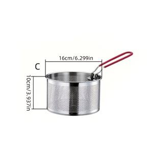 TEMU 스테인리스 스틸 분리 가능한 손잡이 프라이팬 바구니 휴대용 주방 여과기 프랑스 프라이 요리 면류기 여과 필터 내구성 있는 요리 도구