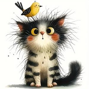 TEMU DIY 고양이 & 새 아이언온 패치 - 티셔츠, 청바지, 후드티, 핸드백 및 베개용 세탁 가능한 PVC 데칼