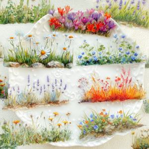 TEMU 20개의 애니메이션 테마 꽃 시리즈 PET 스티커, 반짝이는 다색 꽃 & 녹색 식물 데칼, 자체 접착 & 일회용, 불규칙한 모양, 매트 마감 플래너 & 저널용
