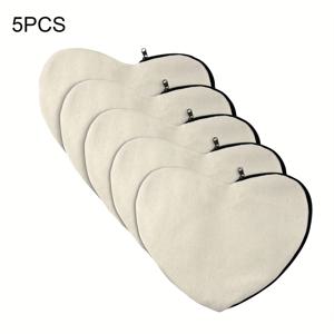 TEMU 지퍼가 달린 캔버스 화장품 가방 5팩, 메이크업, 세면도구, 필통 및 문구류 보관용 다목적 빈 하트 모양 DIY 공예 - 무향, 독특한 선물: 최고의 어머니날 선물