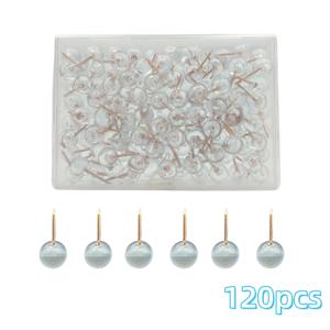 TEMU 120개 투명 핀, 플라스틱 상자 포함, 둥근 머리 못, 코르크 프레스 못, 투명 큰 머리 못, 드로잉 보드 고정 못, 가정용, 사무실 메시지 보드, 사진 벽용